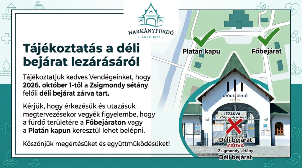 Tájékoztatás a déli bejárat lezárásáról