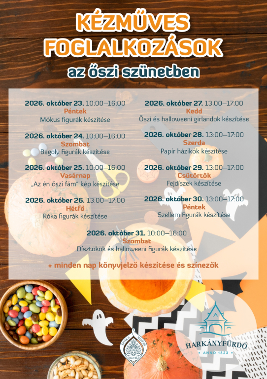 Kézműves foglalkozások az őszi szünetben
