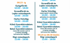 Nyári nyitvatartás /  Summer Hours / Sommeröffnungszeiten