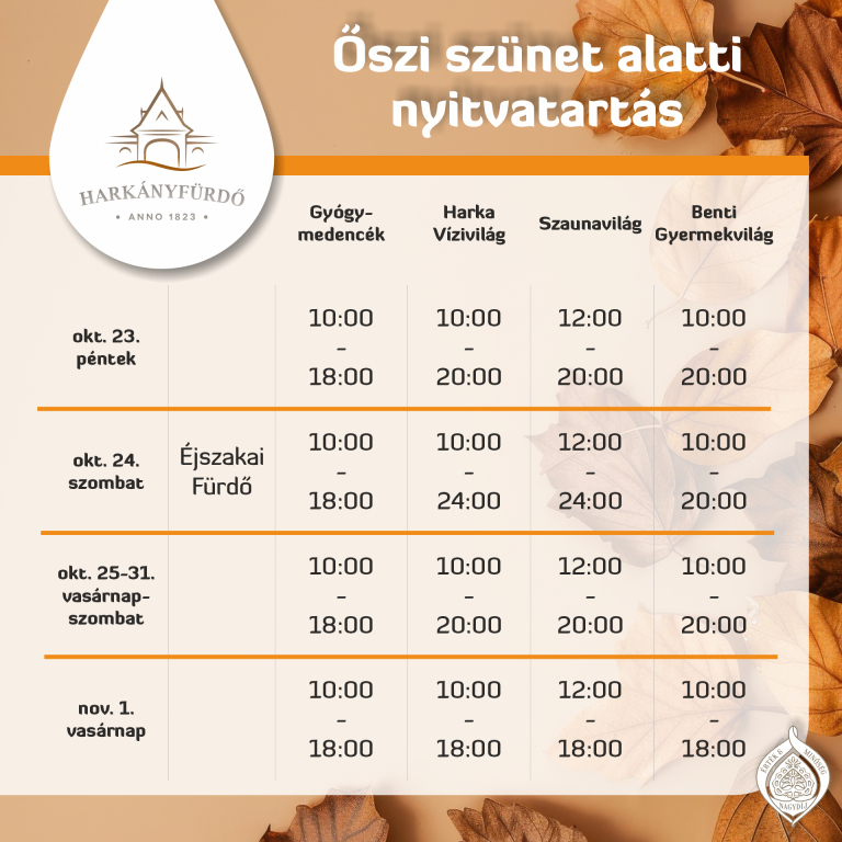 Változik a nyitvatartásunk az őszi szünetben!