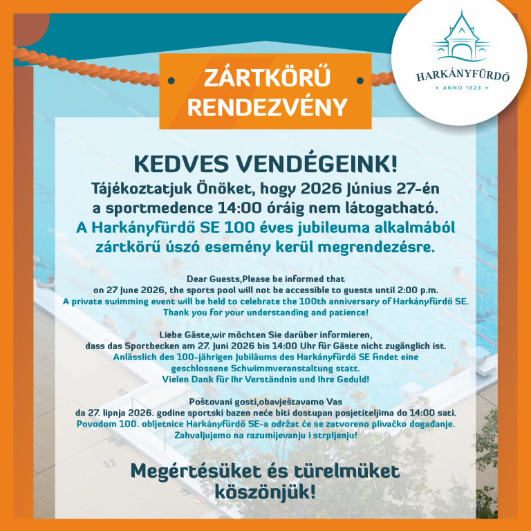 Zártkörű rendezvény a sportmedencénél